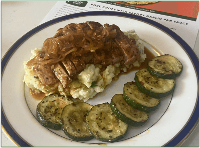 A standard potatoes + meat + veggies meal