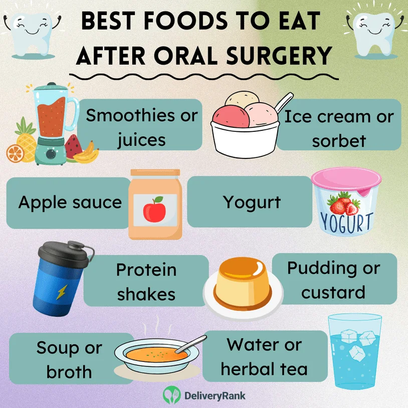 Infographic of the best foods to eat after oral surgery