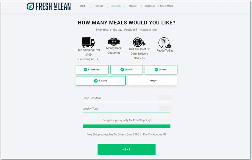 3: Choose how many meals you want to order