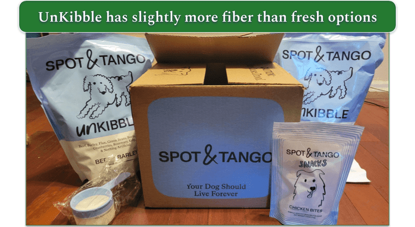 deliveryrank’s reviewer’s delivery of a spot and tango box with unkibble unpacked either side