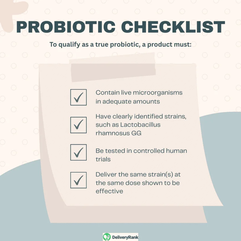 Infographic with a probiotic checklist