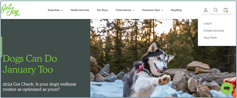 The My Account icon on Get Joy's website