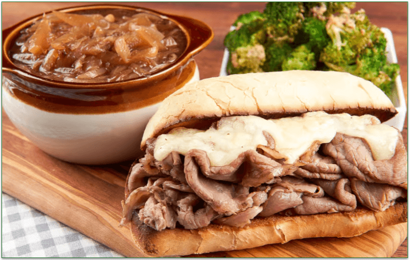 French Onion Soup and Roast Beef Melt dish from Home Chef