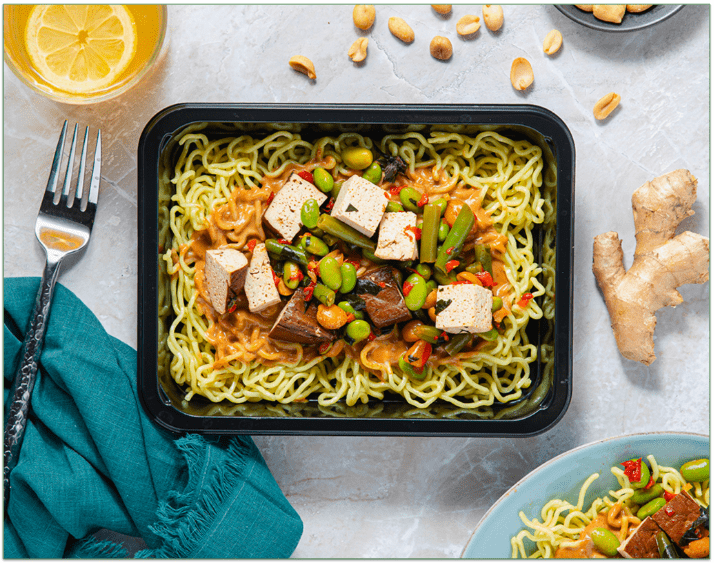 Purple Carrot's Peanut Noodles with Gingered Edamame & Braised Tofu