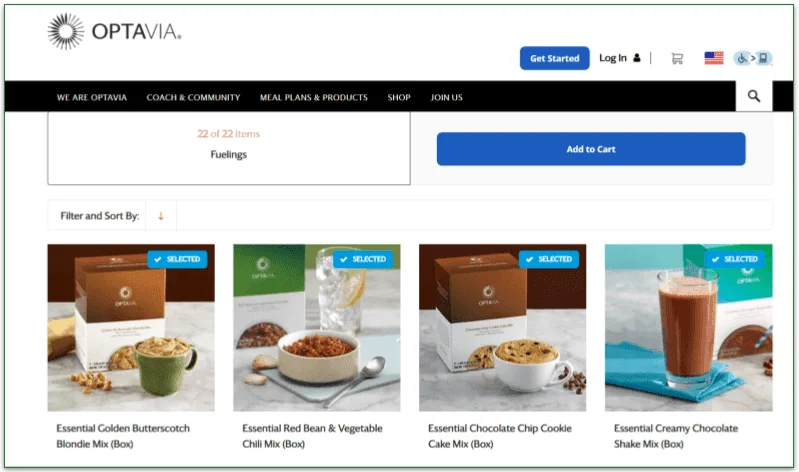 Selected items on the OCTAVIA menu