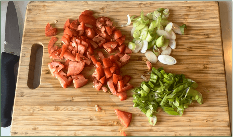 Cut vegetables on a cutting board