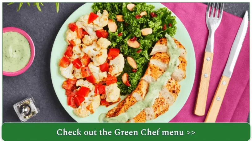 A plate of chicken, cauliflower, and kale salad