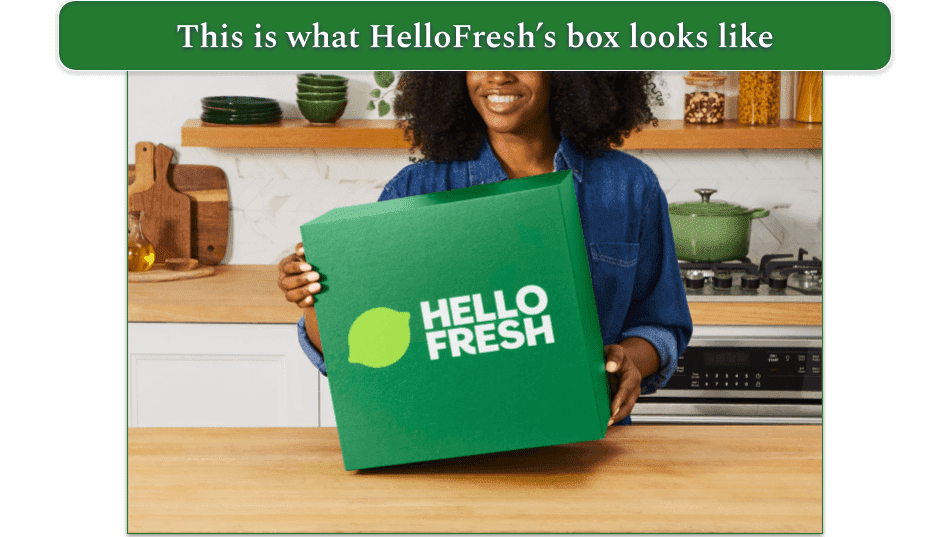 woman holding a hellofresh box
