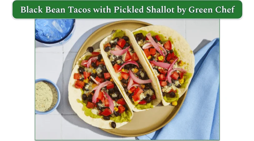 Image of Green Chef's Black Bean Tacos with Pickled Shallot
