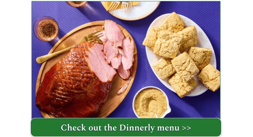 Brown Sugar Glazed Ham with biscuits from Dinnerly's Easter menu