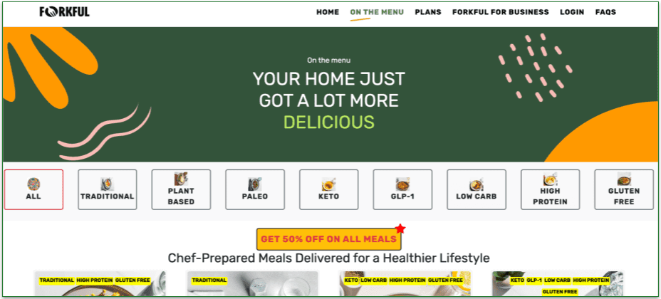 screengrab of forkful's plan options