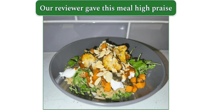 Harissa and Zhoug in a bowl prepared by our reviewer