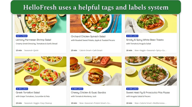 HelloFresh's system of tags and labels