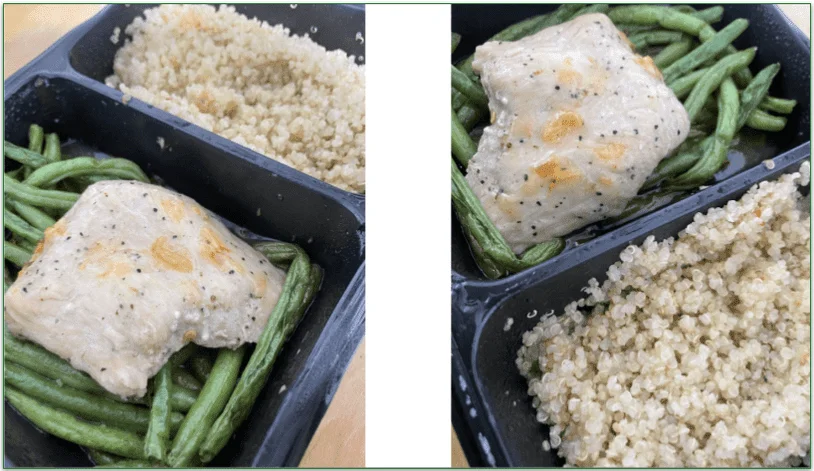 2 photos to show the chicken has only a very light glaze of sweet chili sauce