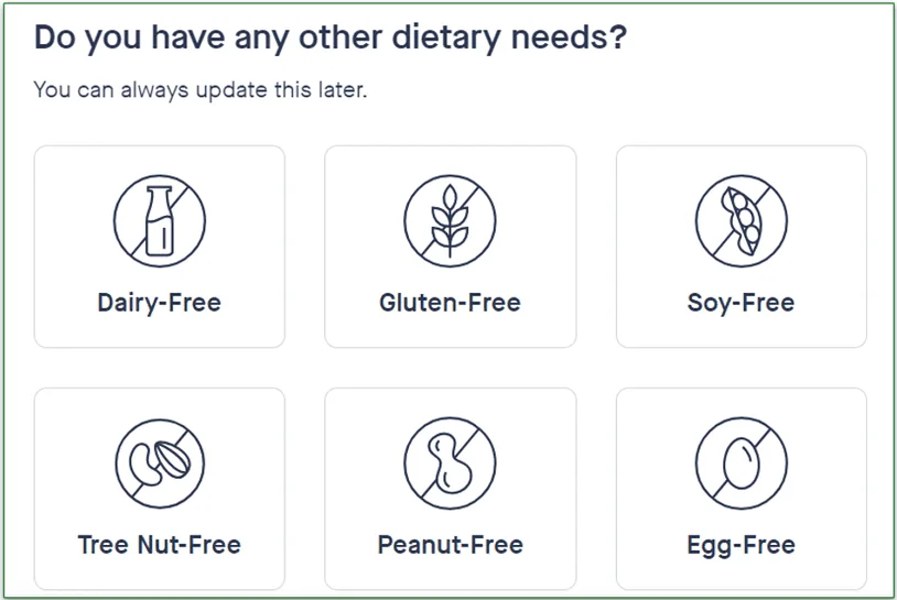 A screen included in the Hungryroot quizz