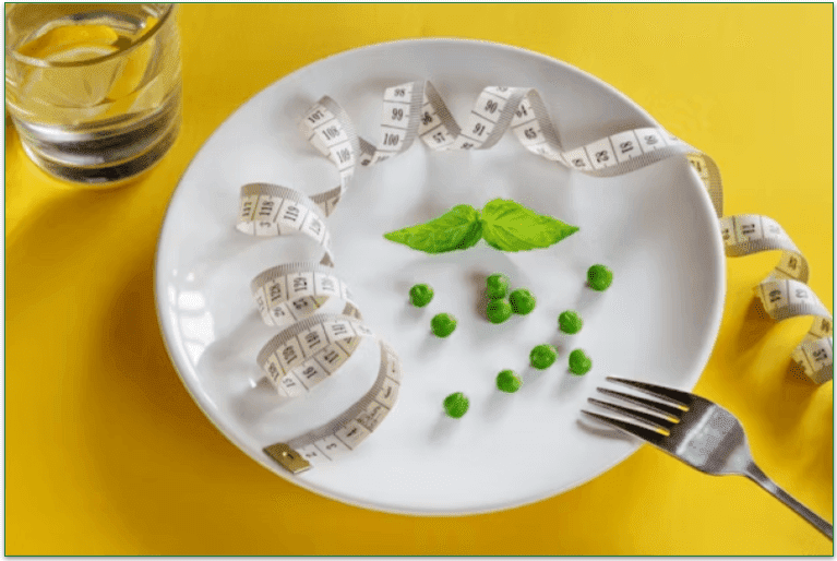Plate of peas with a tape measure