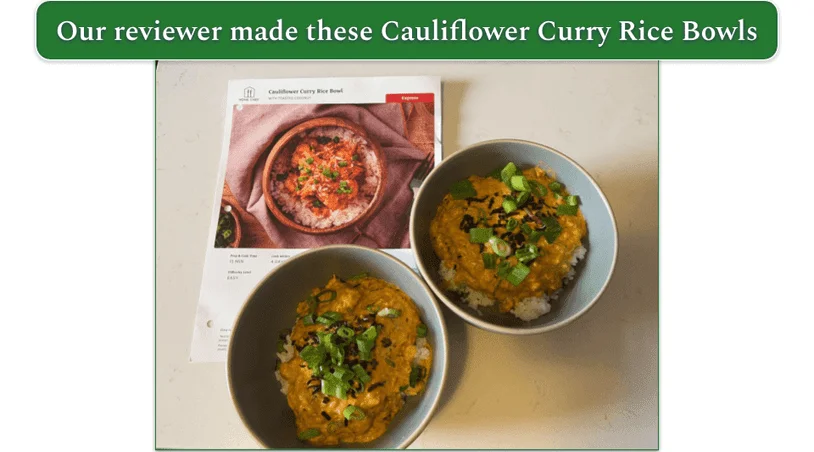 2 bowls of Home Chef’s Cauliflower Curry Rice Bowl