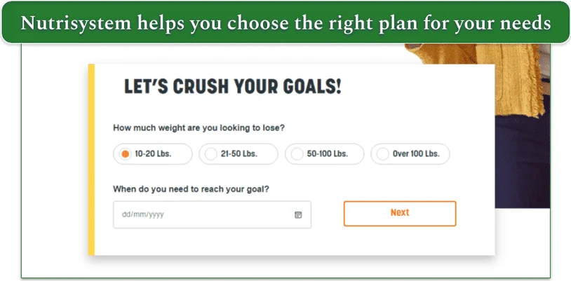 Nutrisystem meal plan online form