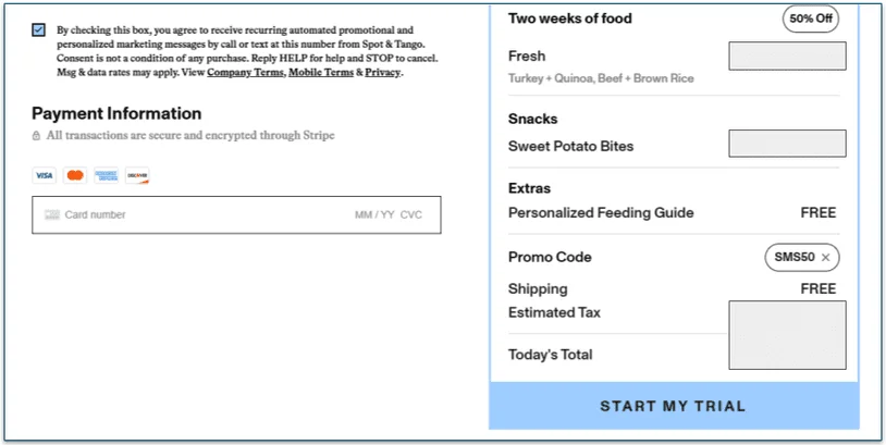 spot & tango, food selection