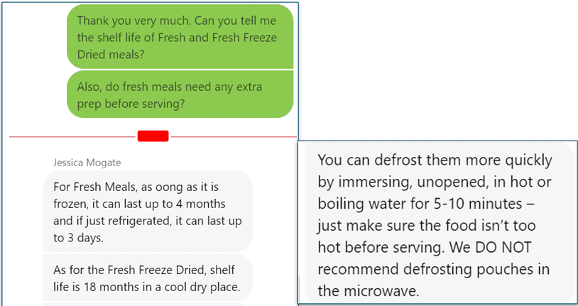 Other messages from a Get Joy customer support agent