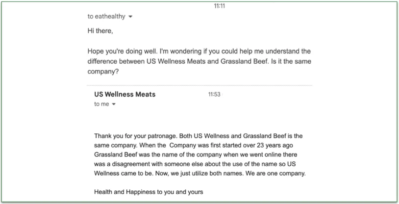 email chat support, grassland beef