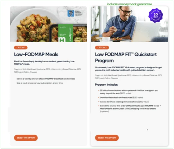 A screenshot of step 2 of ModifyHealth's signup process
