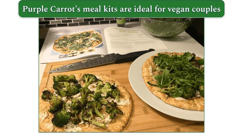 Purple Carrot’s Roasted Broccoli Flatbreads with Cashew Cheese & Arugula