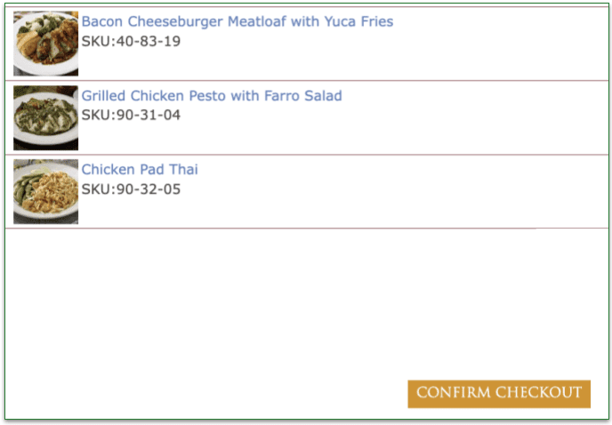 Screenshot of Silver Cuisine's order confirmation page
