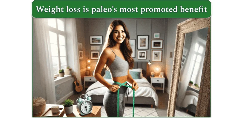 Image of a young, fit women measuring her waist