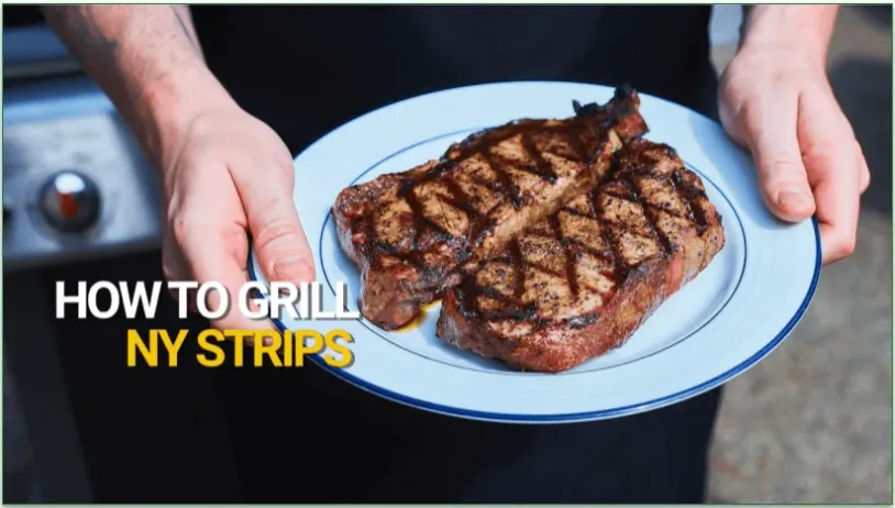 Cooked New York strips on a plate