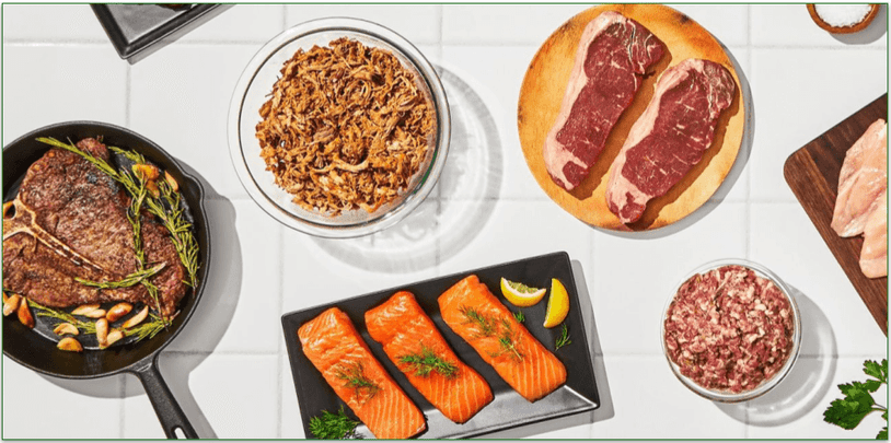 A selection of meat and seafood cuts