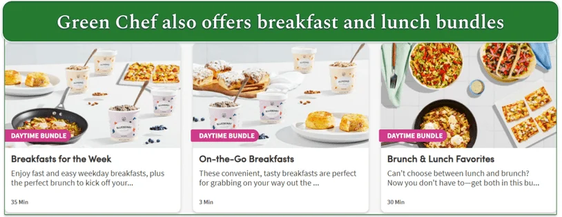 Image of 3 bundles on the Green Chef add-ons menu