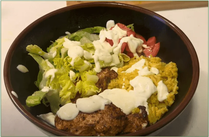 Dinnerly's Halal Cart Chicken in a bowl