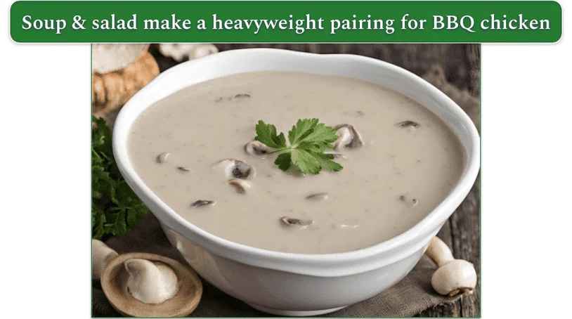 a bowl of cream of mushroom soup