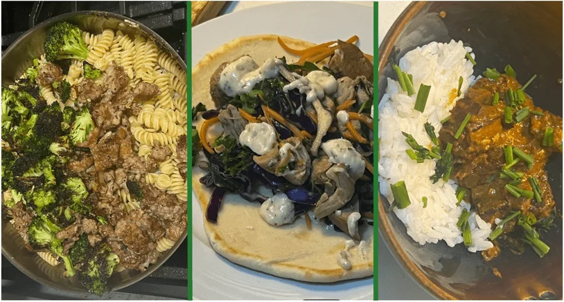 A collage of the 3 Hungryroot recipes I enjoyed