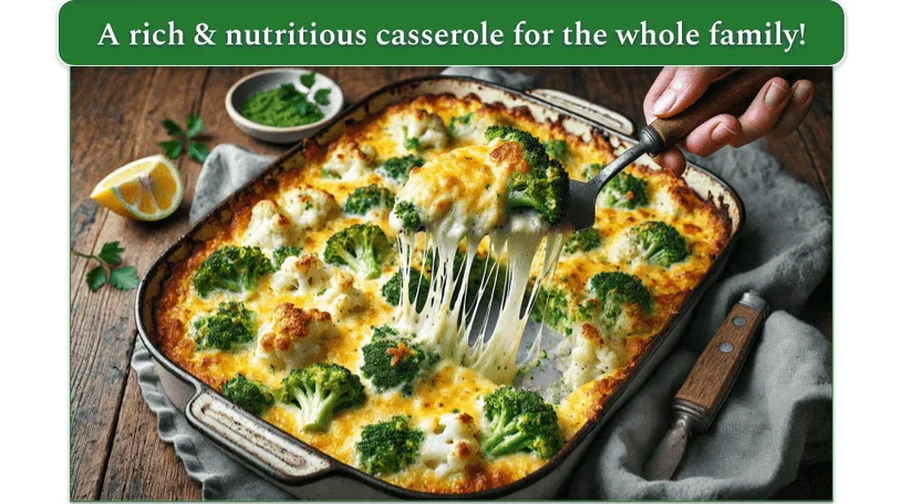 Image showing creamy broccoli and cauliflower casserole