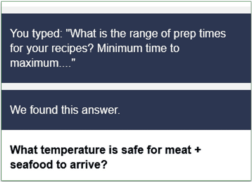 My Hungryroot chatbot query was unsuccessful