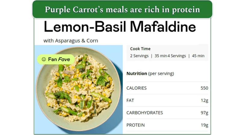 Image of one of Purple Carrot's meals