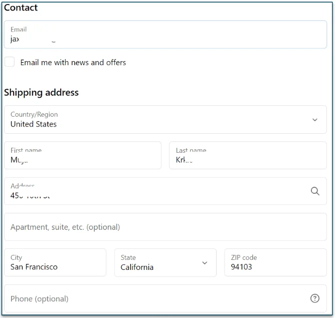 Delivery details on the Maev website