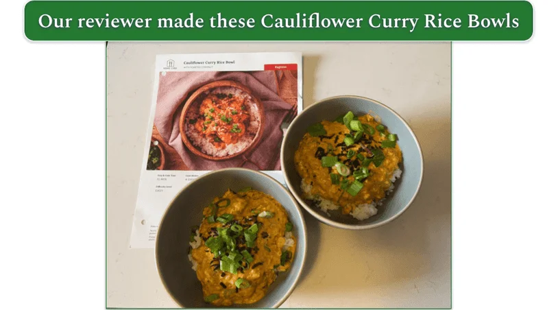 2 bowls of Home Chef’s Cauliflower Curry Rice Bowl