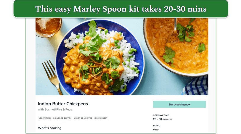 Screenshot of Marley Spoon’s Chicken Curry & Basmati Rice with saver tag highlighted