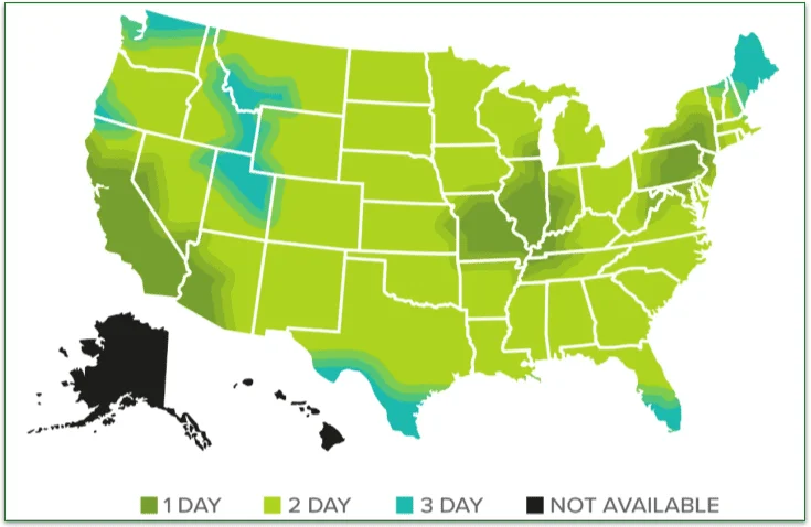 Metabolic Meals' shipping locations and delivery estimates
