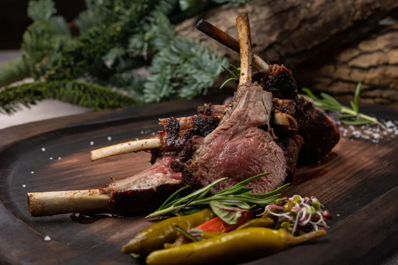 Beef ribs on a board