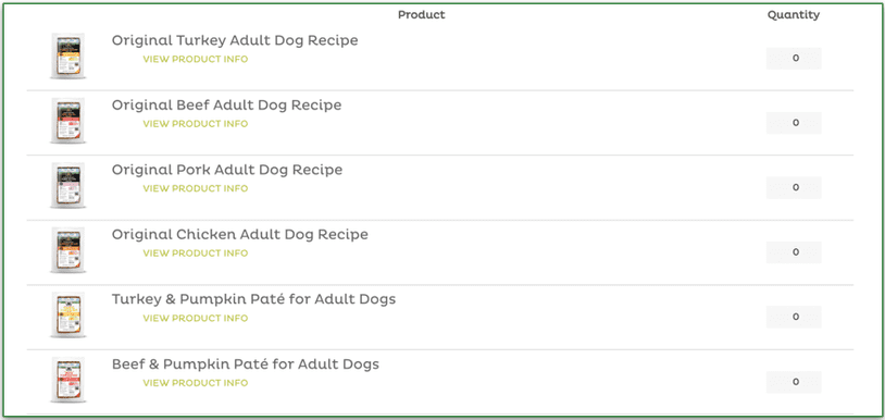 Screenshot of some of Raised Right’s recipe options