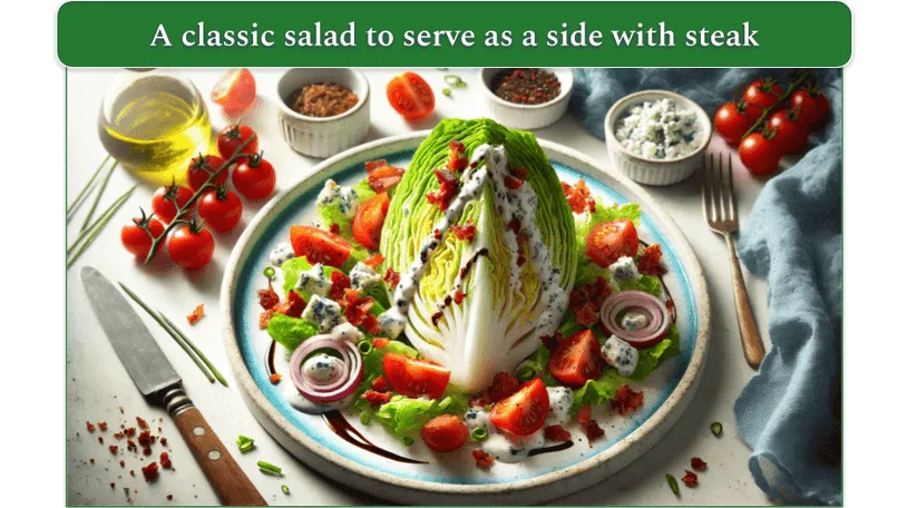 Wedge salad served on a plate