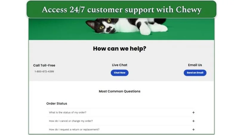 Chewy's Customer Support page