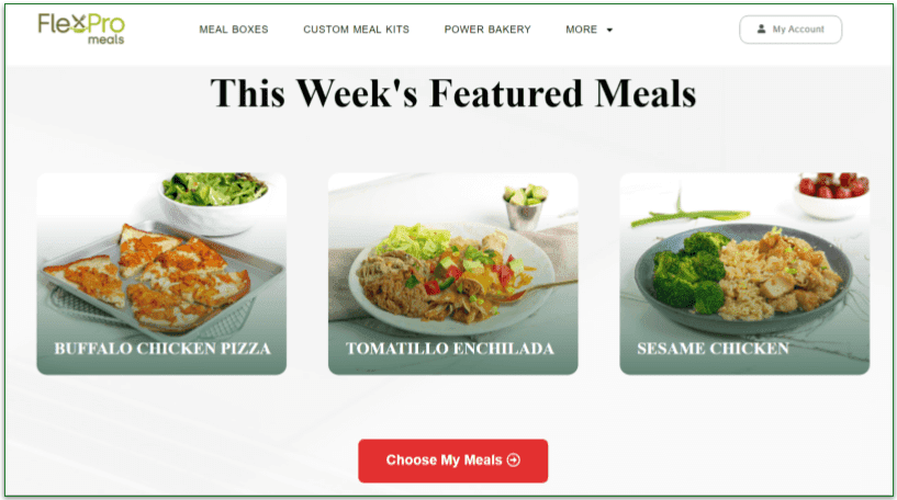 Featured dishes on FlexPro's menu