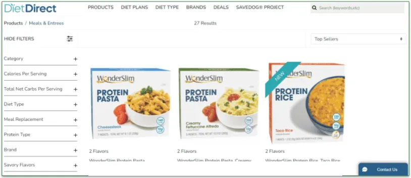 Diet Direct’s website is easy to navigate