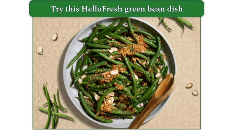 HelloFresh's Green Beans & Caramelized Shallots dish
