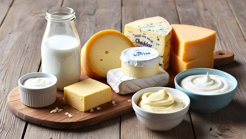 A collection of dairy products